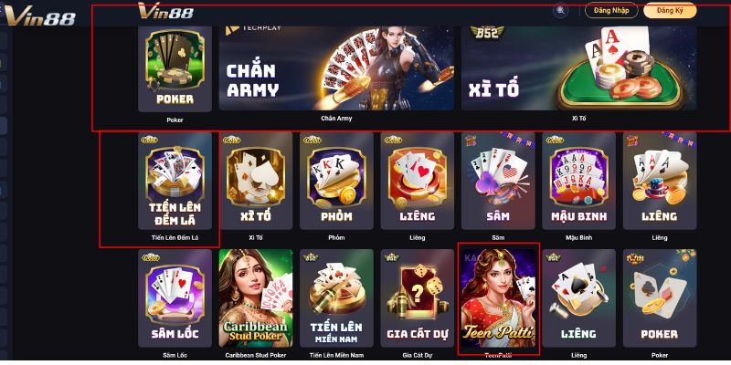 Một số game bài có lượt tải cao tại Vin88